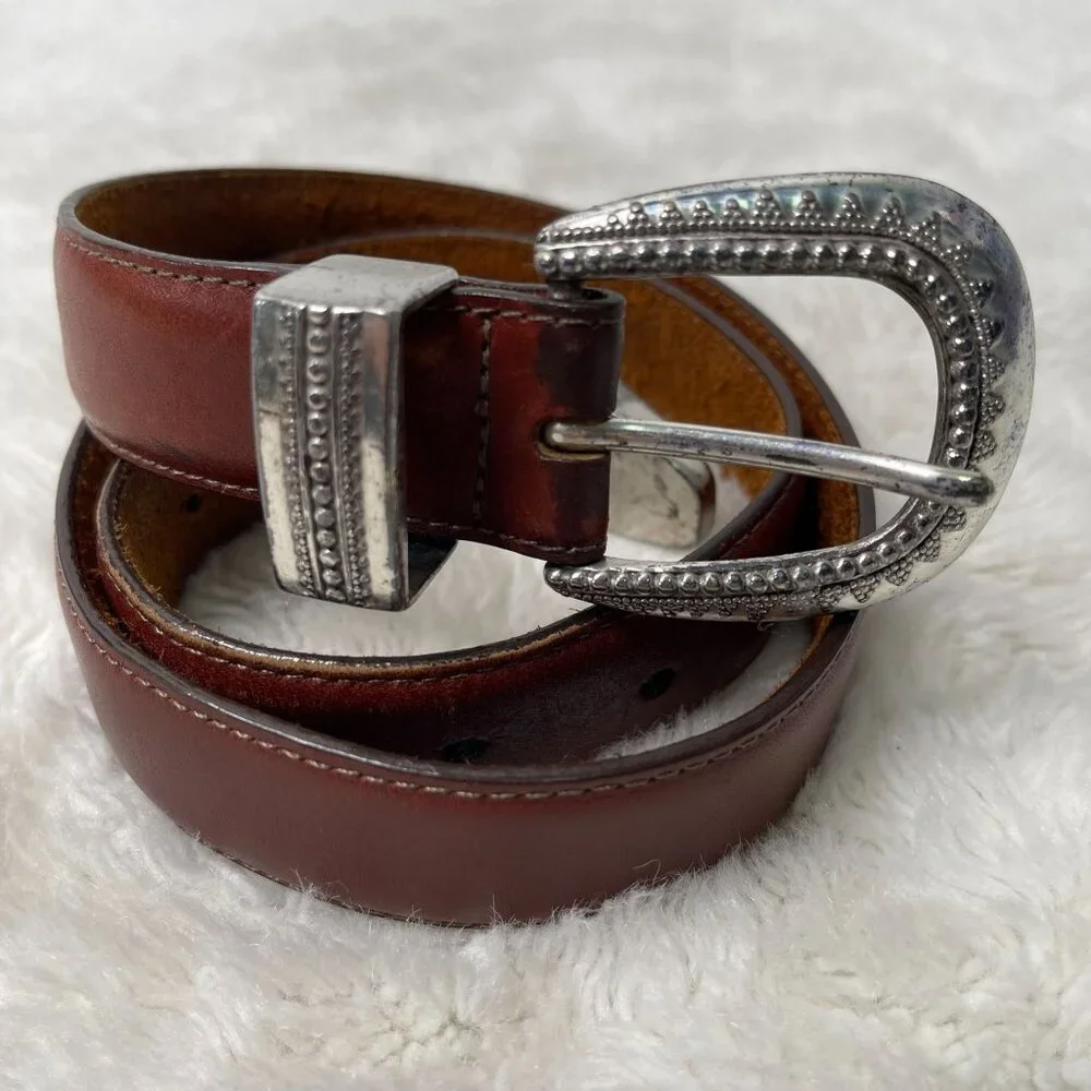Vintage Brighton Women's Brown Leather Belt Size Medium